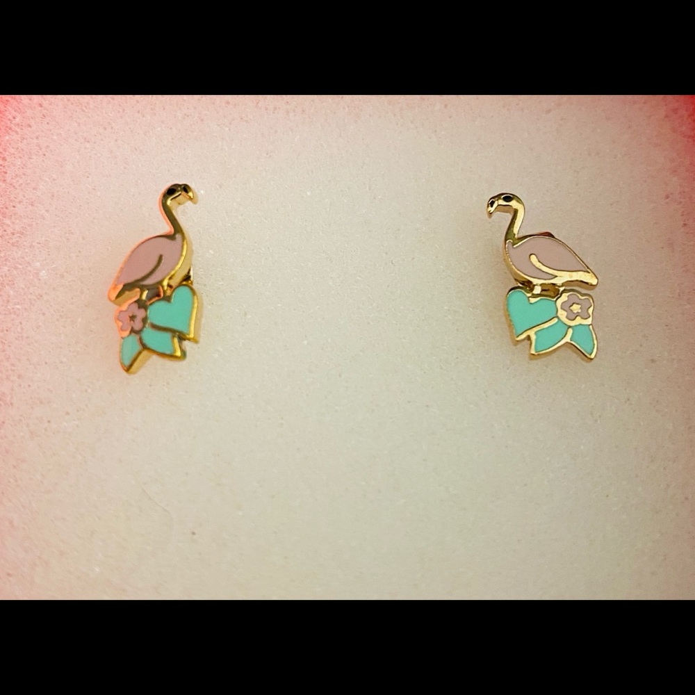 Oscar de la Renta swan pink stud earrings. New